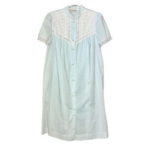Vintage Christian Dior blue 60s/70s midi robe and nightgown lingerie set size M